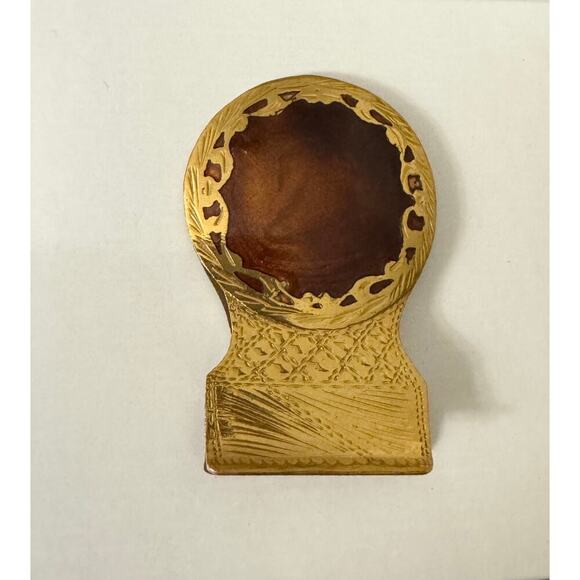 Vintage Money Clip Brass and Copper Amber Glass Marked Italy, Father's Day - Picture 2 of 11